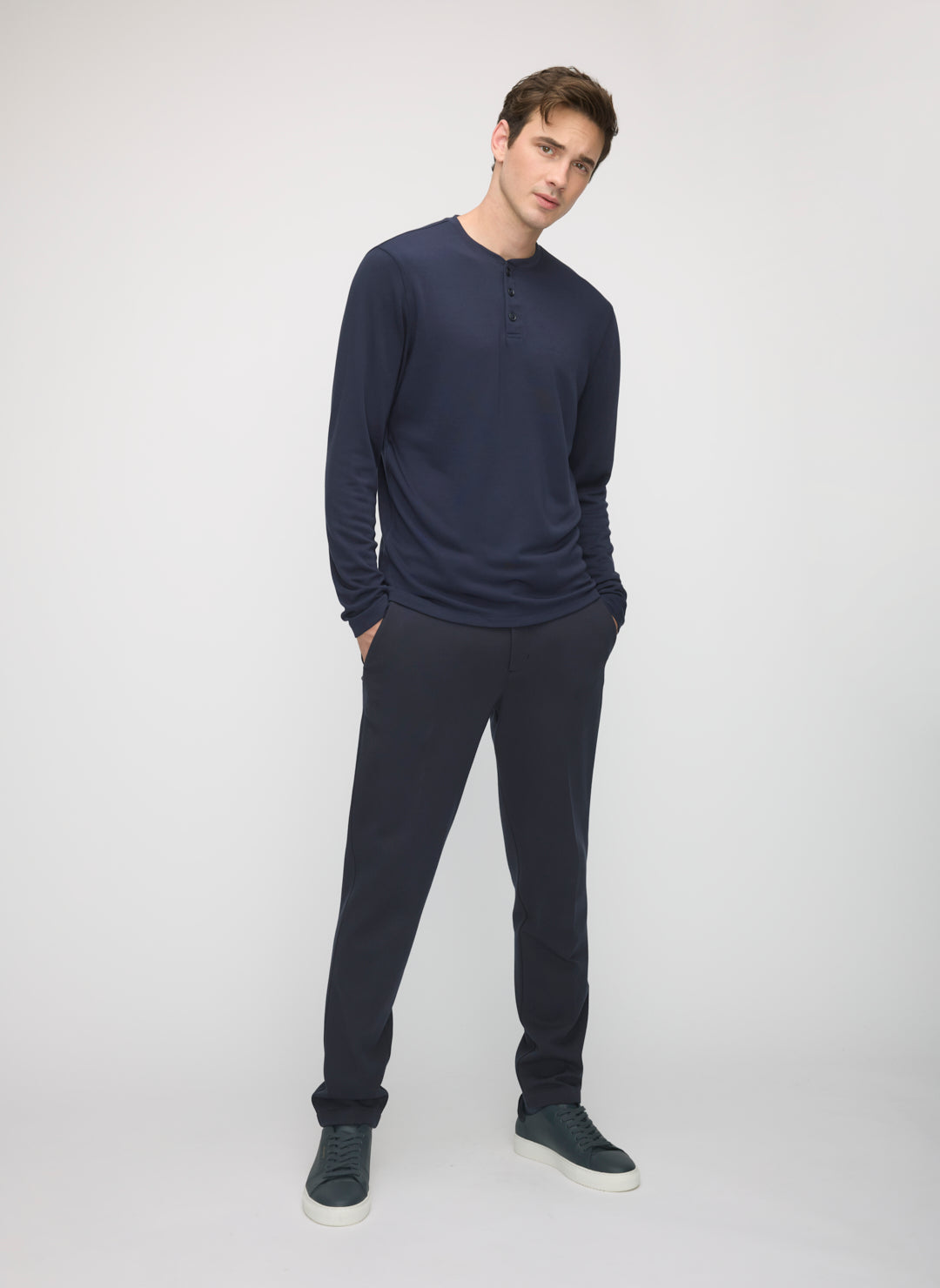 Brushed Long Sleeve Henley