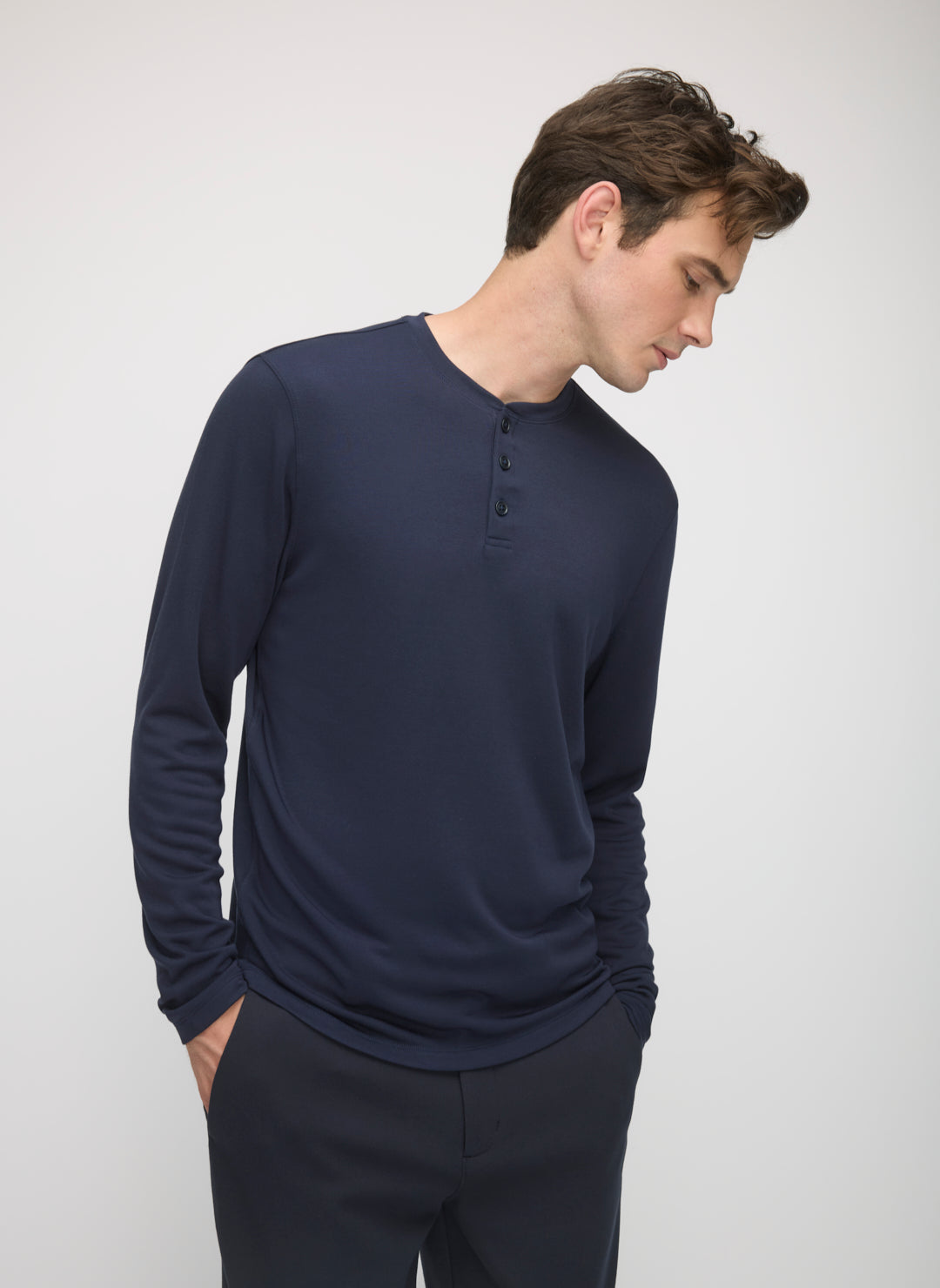 Brushed Long Sleeve Henley