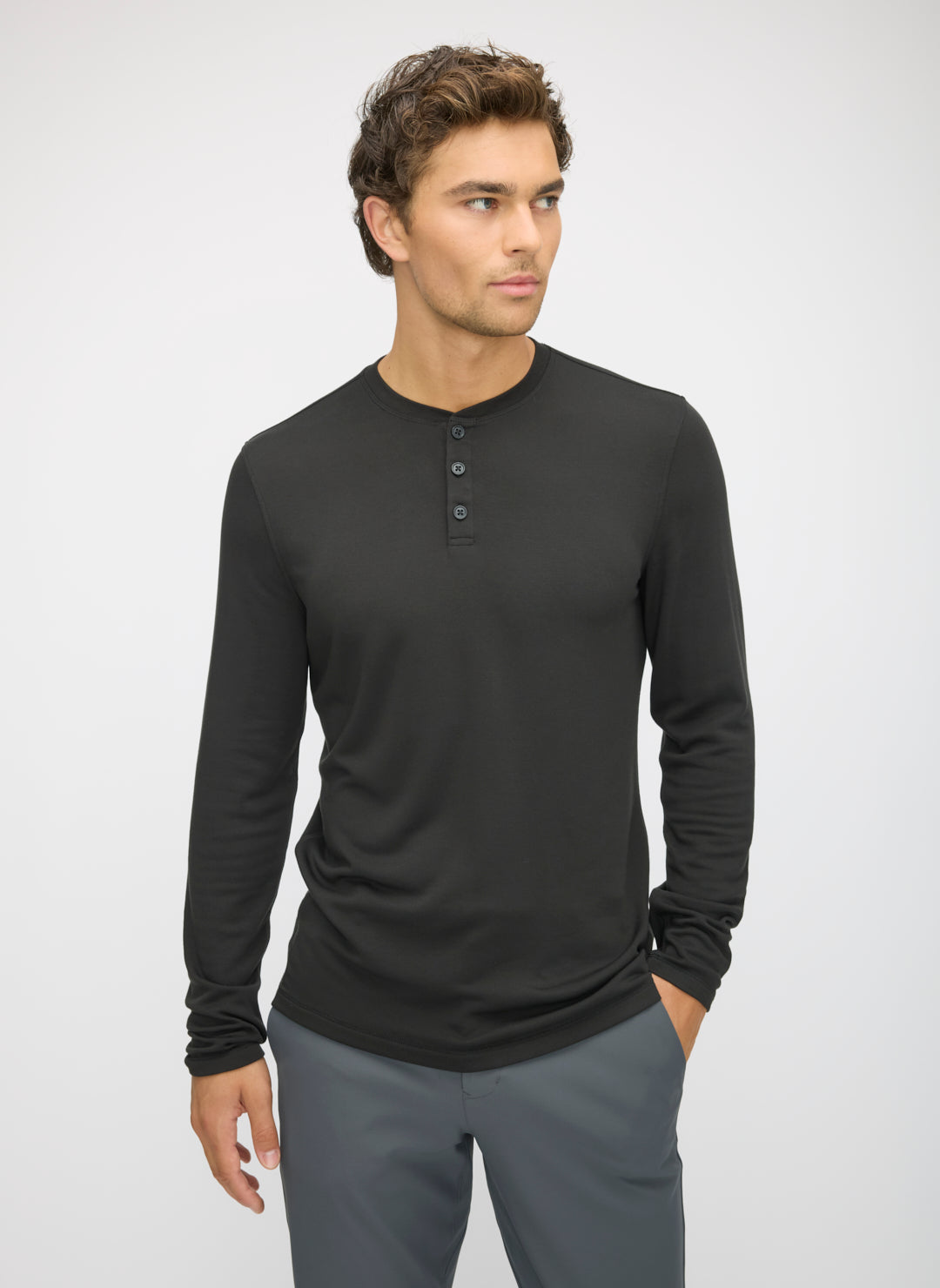 Brushed Long Sleeve Henley | Kit and Ace