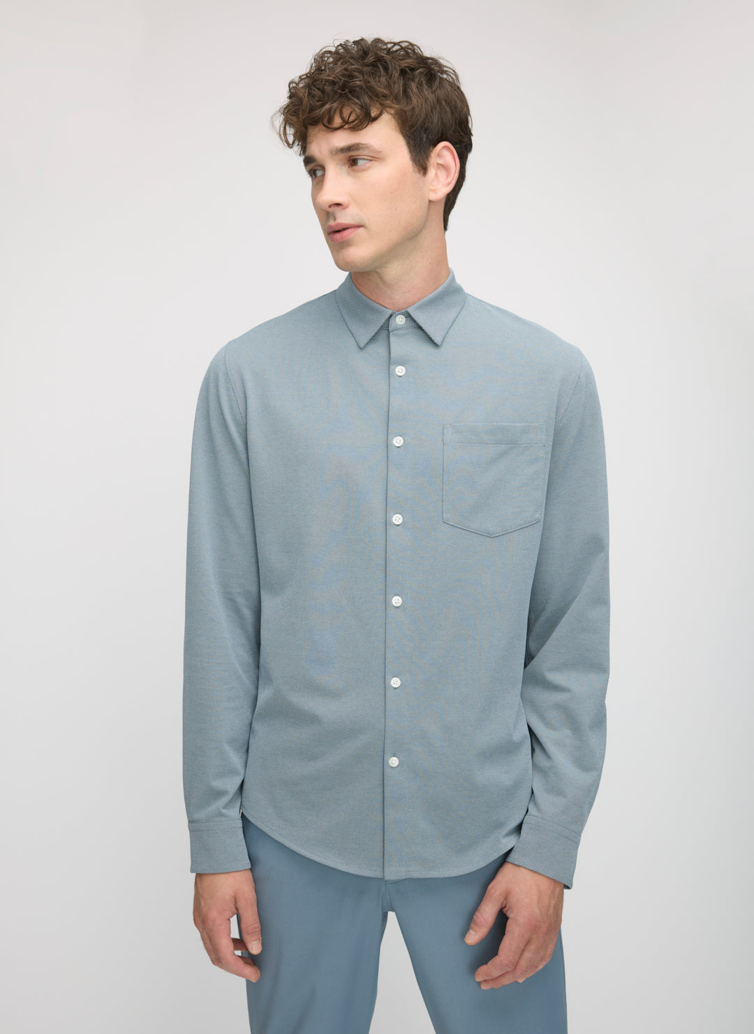 トップス tieme button up T-shirt-GRAY Men's Technical Shirts and Polos with Stretch | Kit and Ace