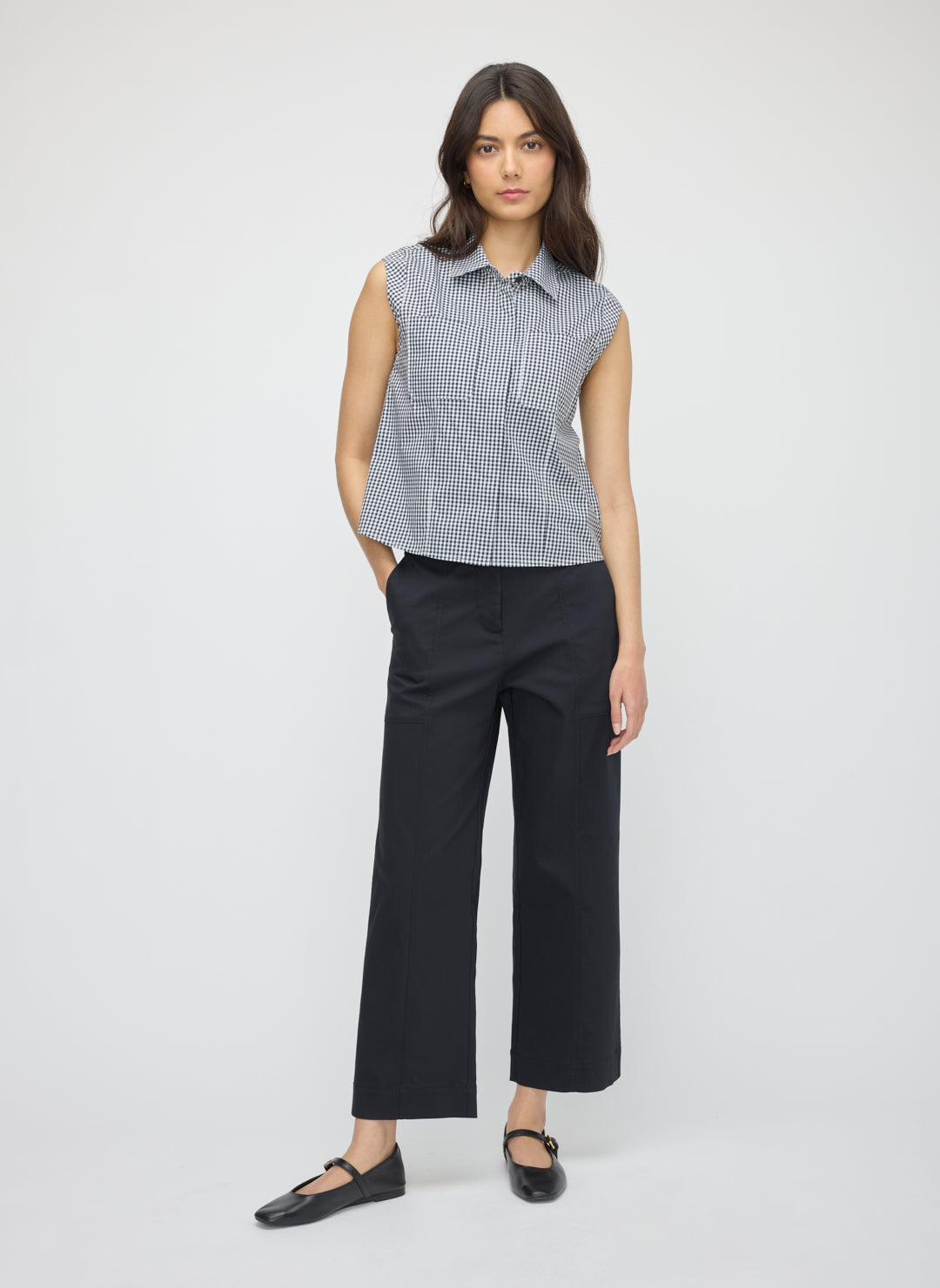 Colette Cropped Wide Leg Twill Pants
