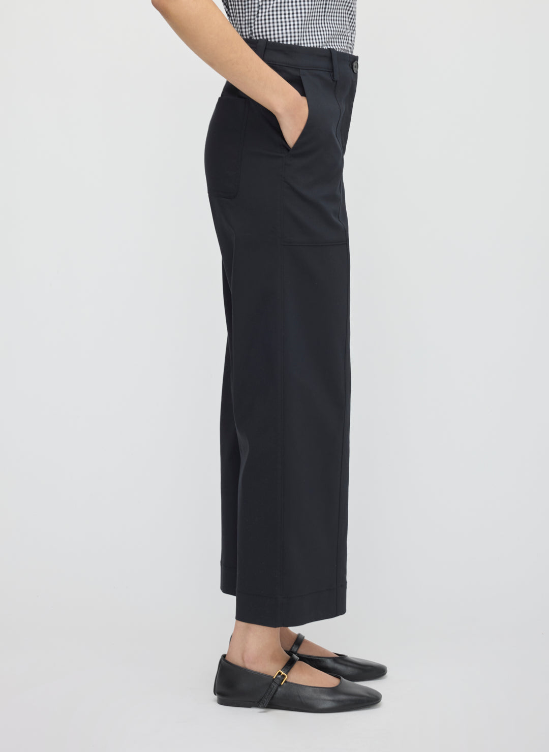 Colette Cropped Wide Leg Twill Pants