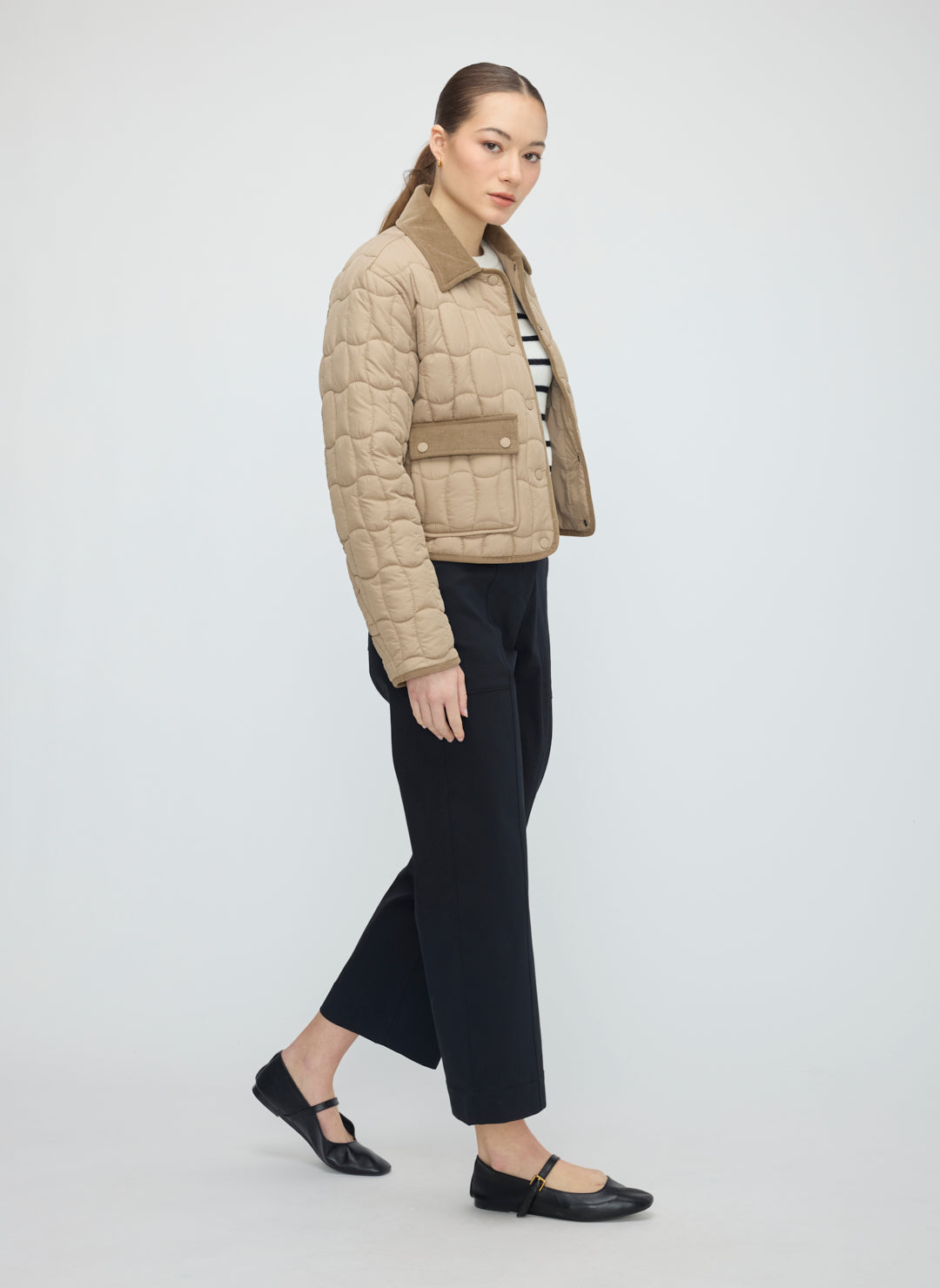 Colette Cropped Wide Leg Twill Pants
