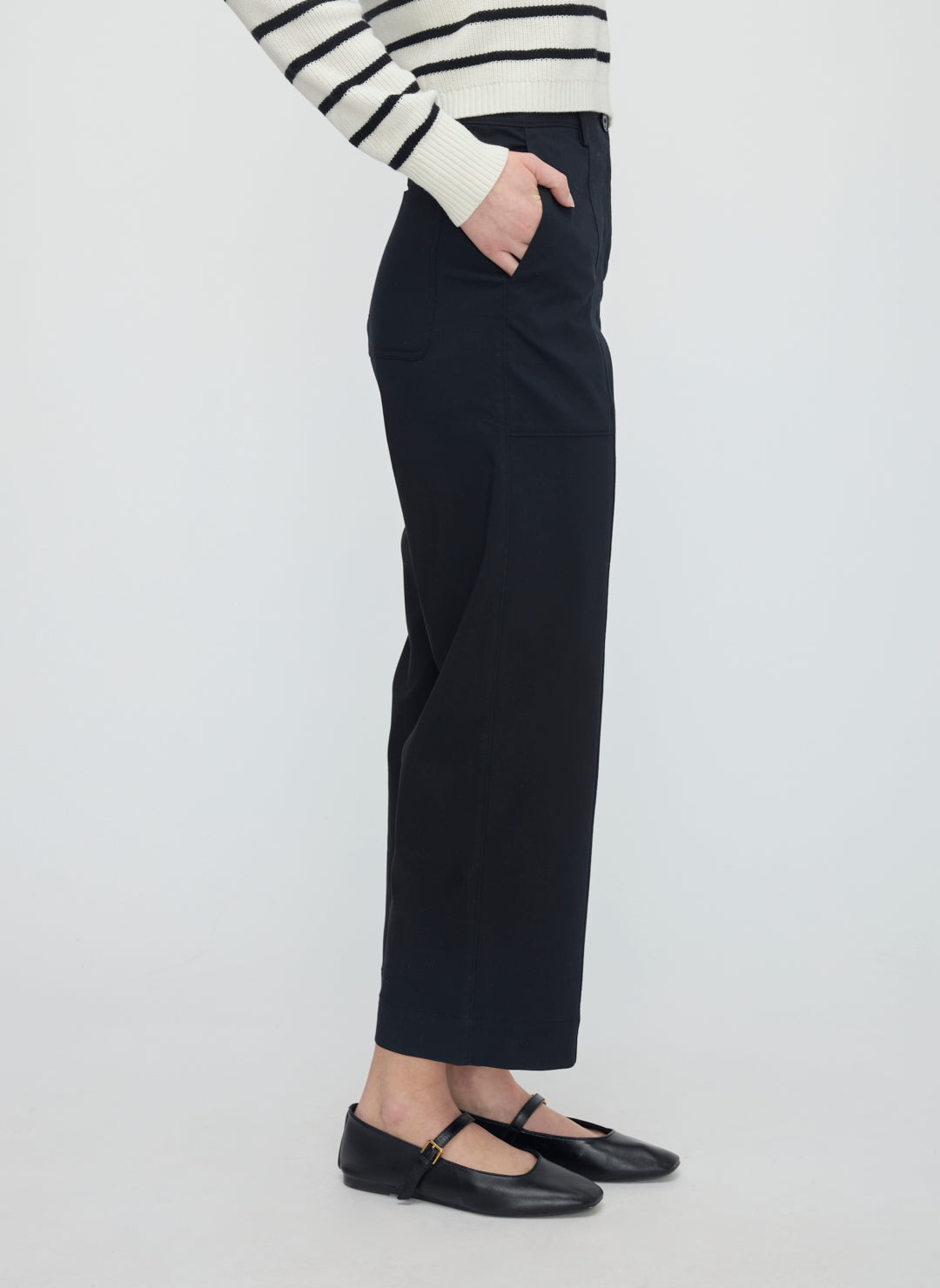 Colette Cropped Wide Leg Twill Pants