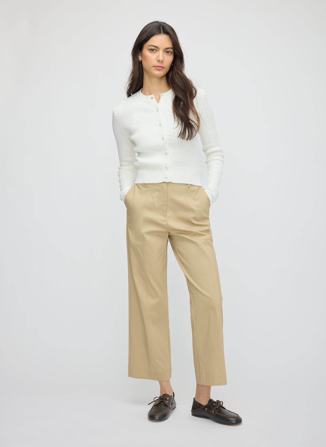Colette Cropped Wide Leg Twill Pants