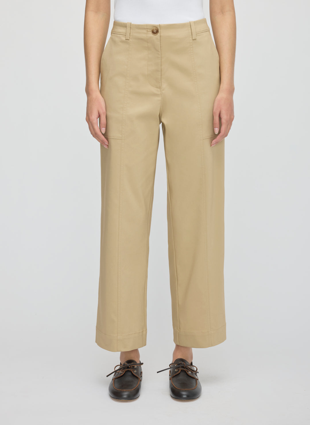 Colette Cropped Wide Leg Twill Pants