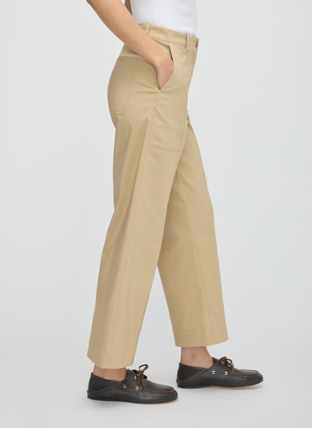 Colette Cropped Wide Leg Twill Pants