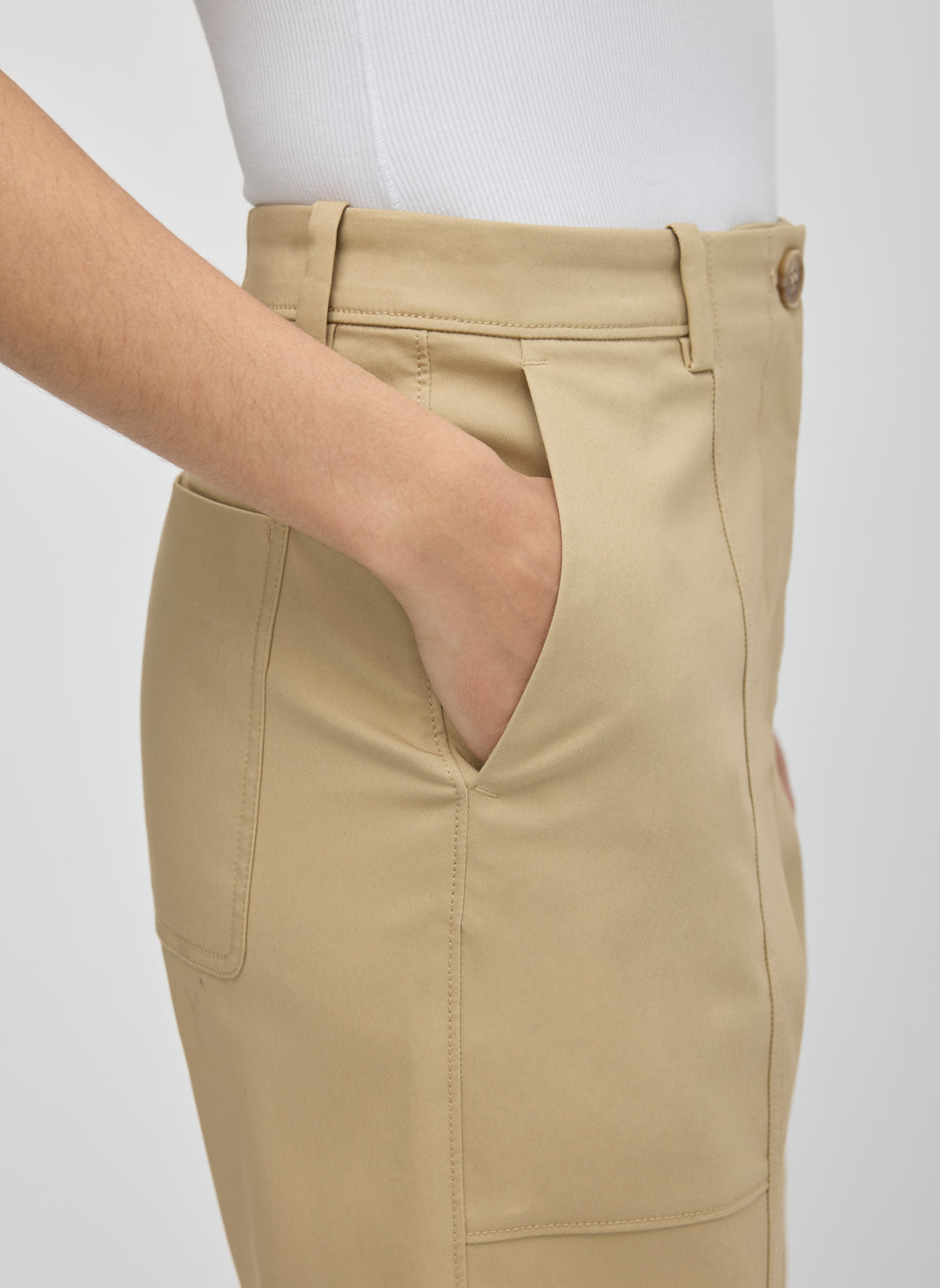 Colette Cropped Wide Leg Twill Pants