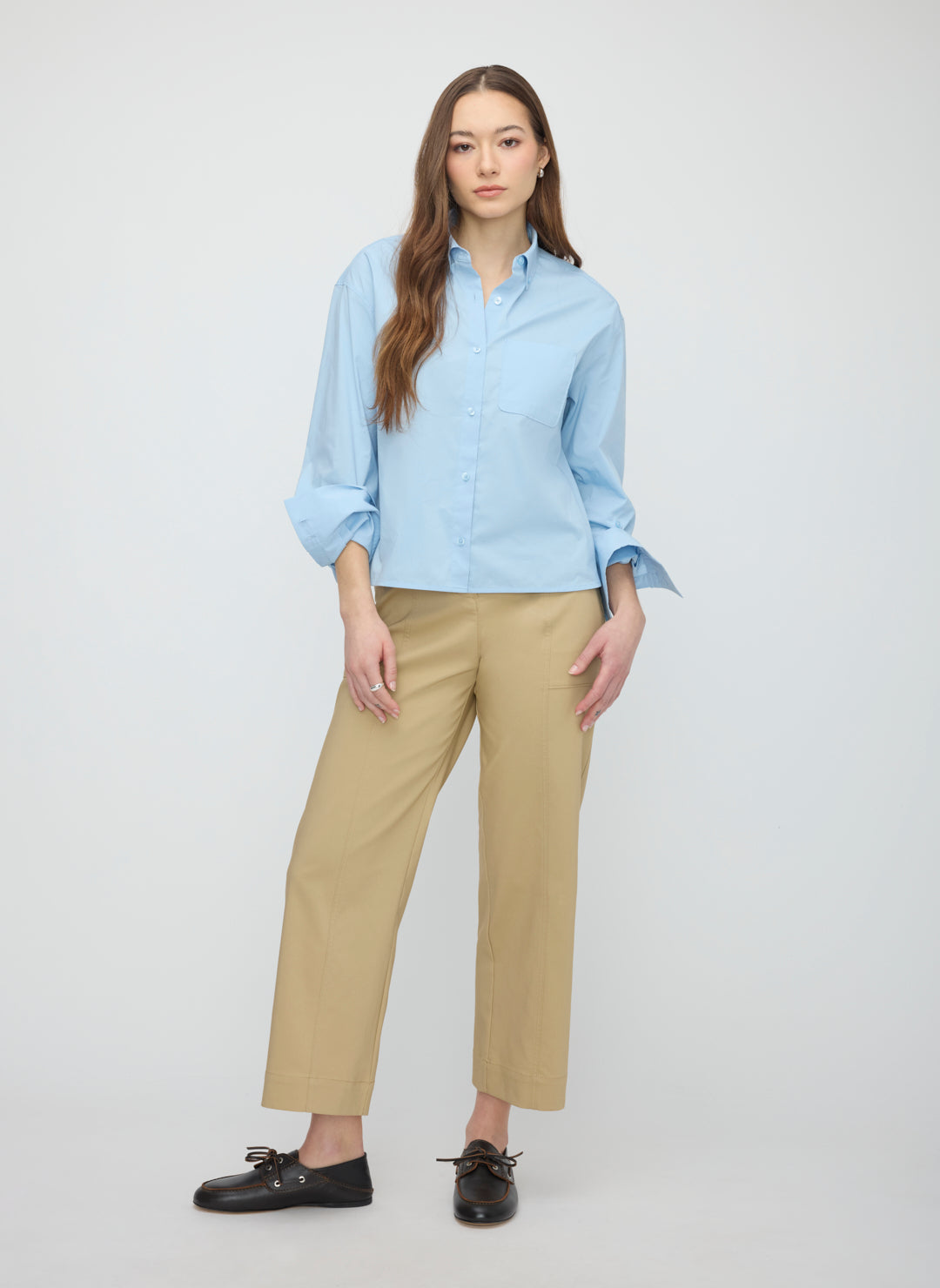 Colette Cropped Wide Leg Twill Pants