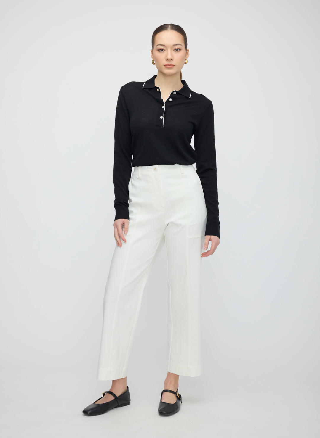 Colette Cropped Wide Leg Twill Pants