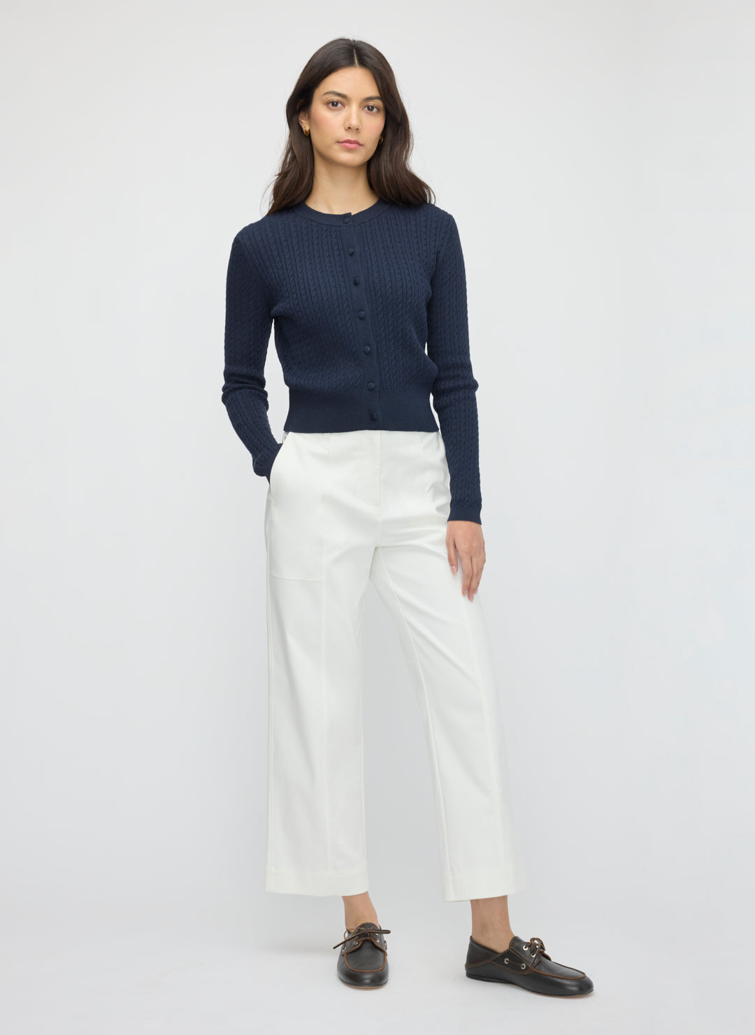 Colette Cropped Wide Leg Twill Pants