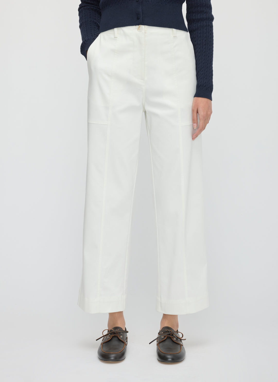 Colette Cropped Wide Leg Twill Pants