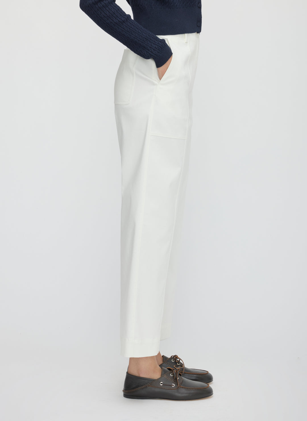 Colette Cropped Wide Leg Twill Pants