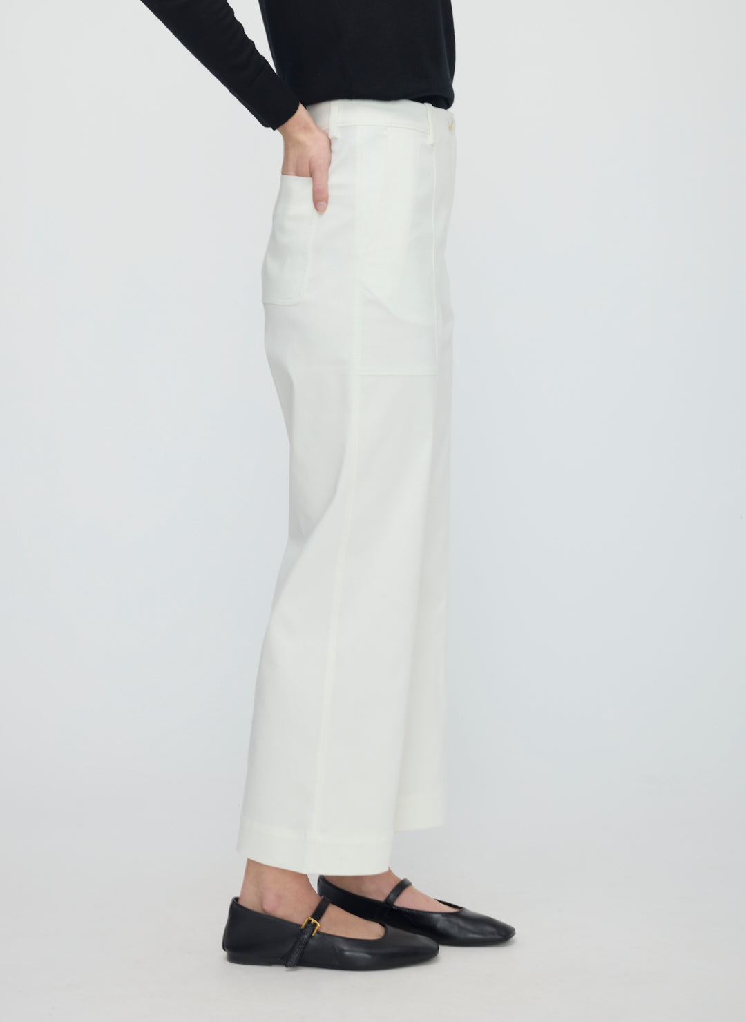 Colette Cropped Wide Leg Twill Pants