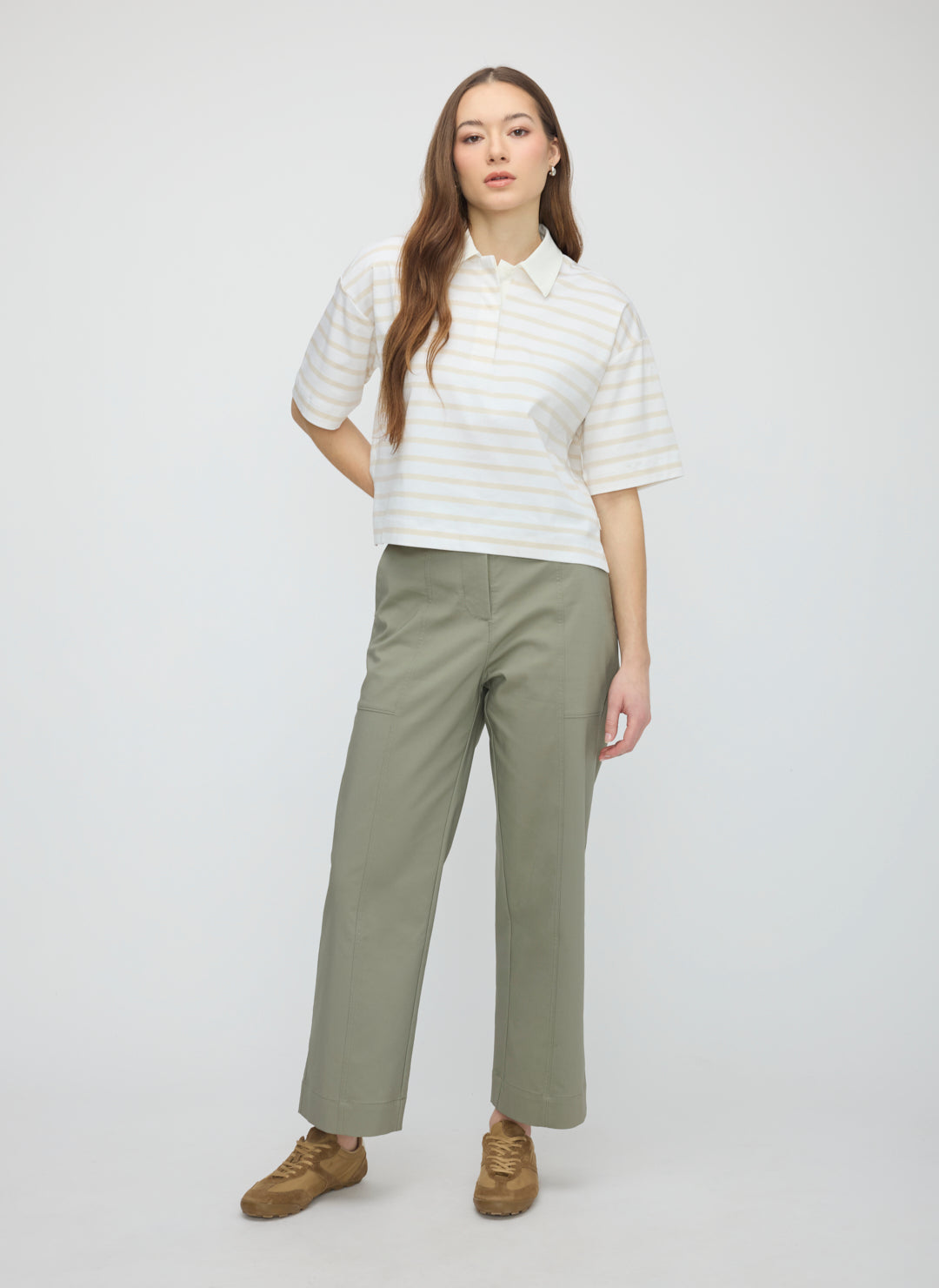 Colette Cropped Wide Leg Twill Pants