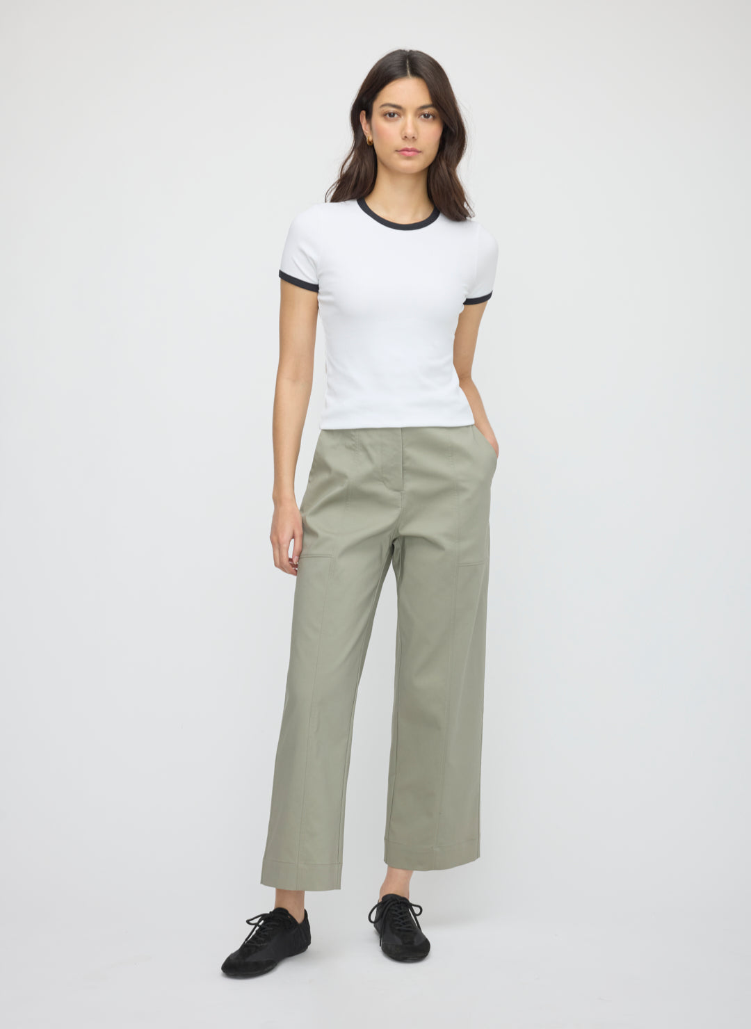 Colette Cropped Wide Leg Twill Pants