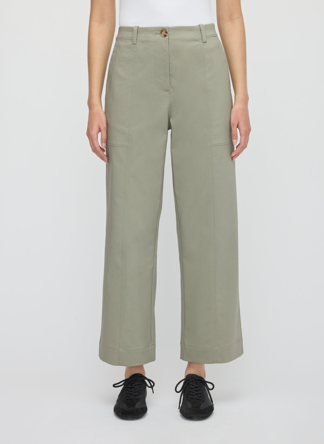 Colette Cropped Wide Leg Twill Pants