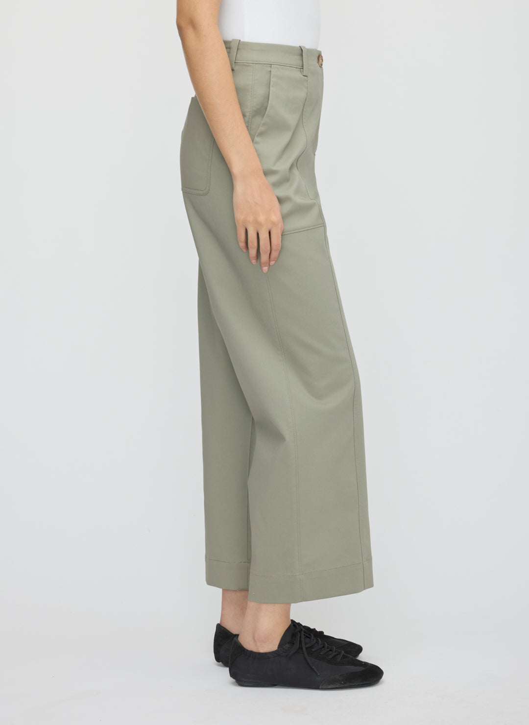 Colette Cropped Wide Leg Twill Pants