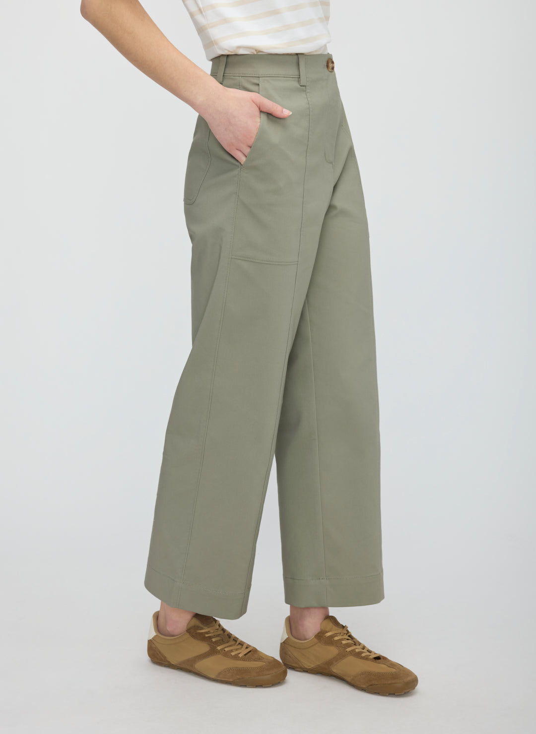 Colette Cropped Wide Leg Twill Pants