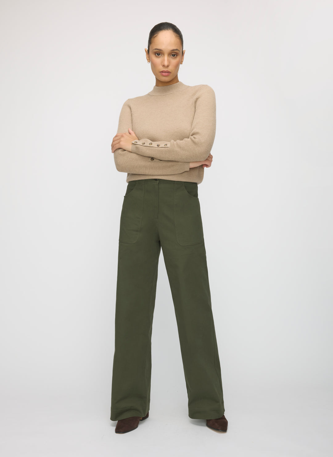 Colette Wide Leg Twill Pants