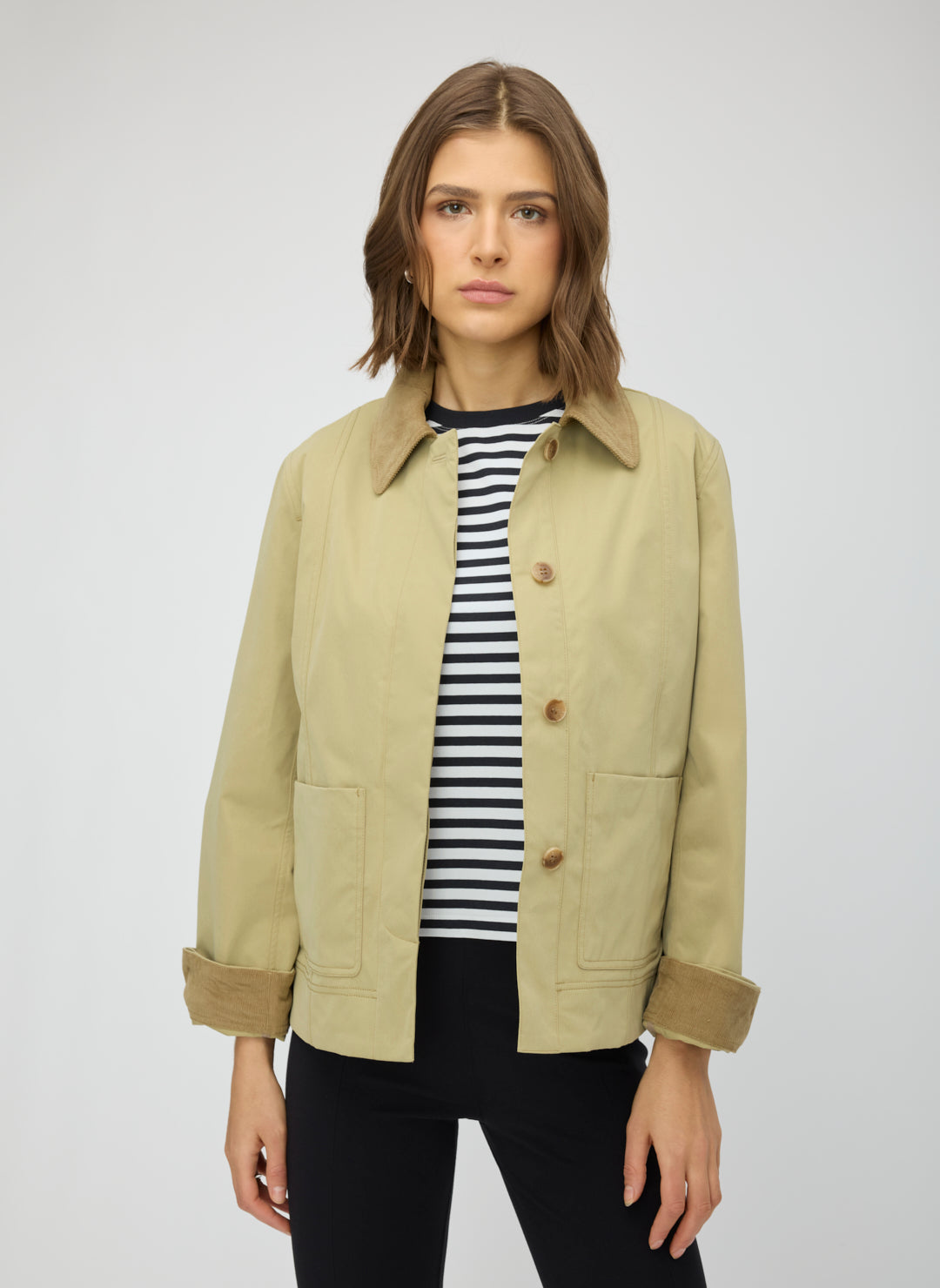 ジャケット・アウター Collarless Twill Jacket 36 L'AGENCE YARI COLLARLESS JACKET - Fancy Pants
