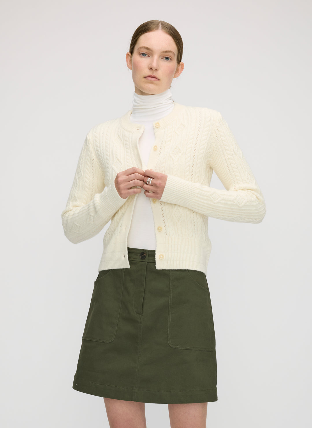 Willa Cashmere Cableknit Cardigan