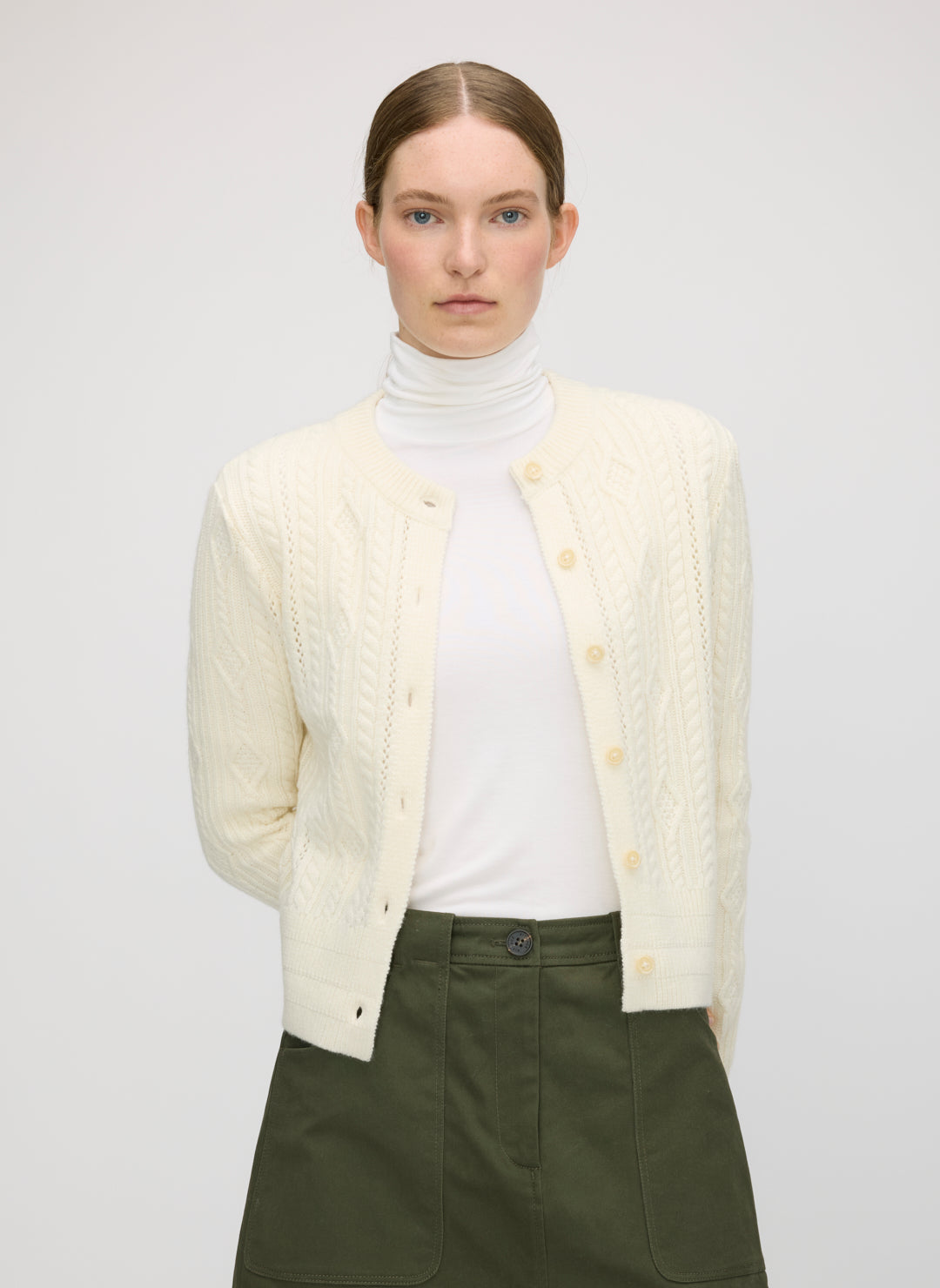 Willa Cashmere Cableknit Cardigan