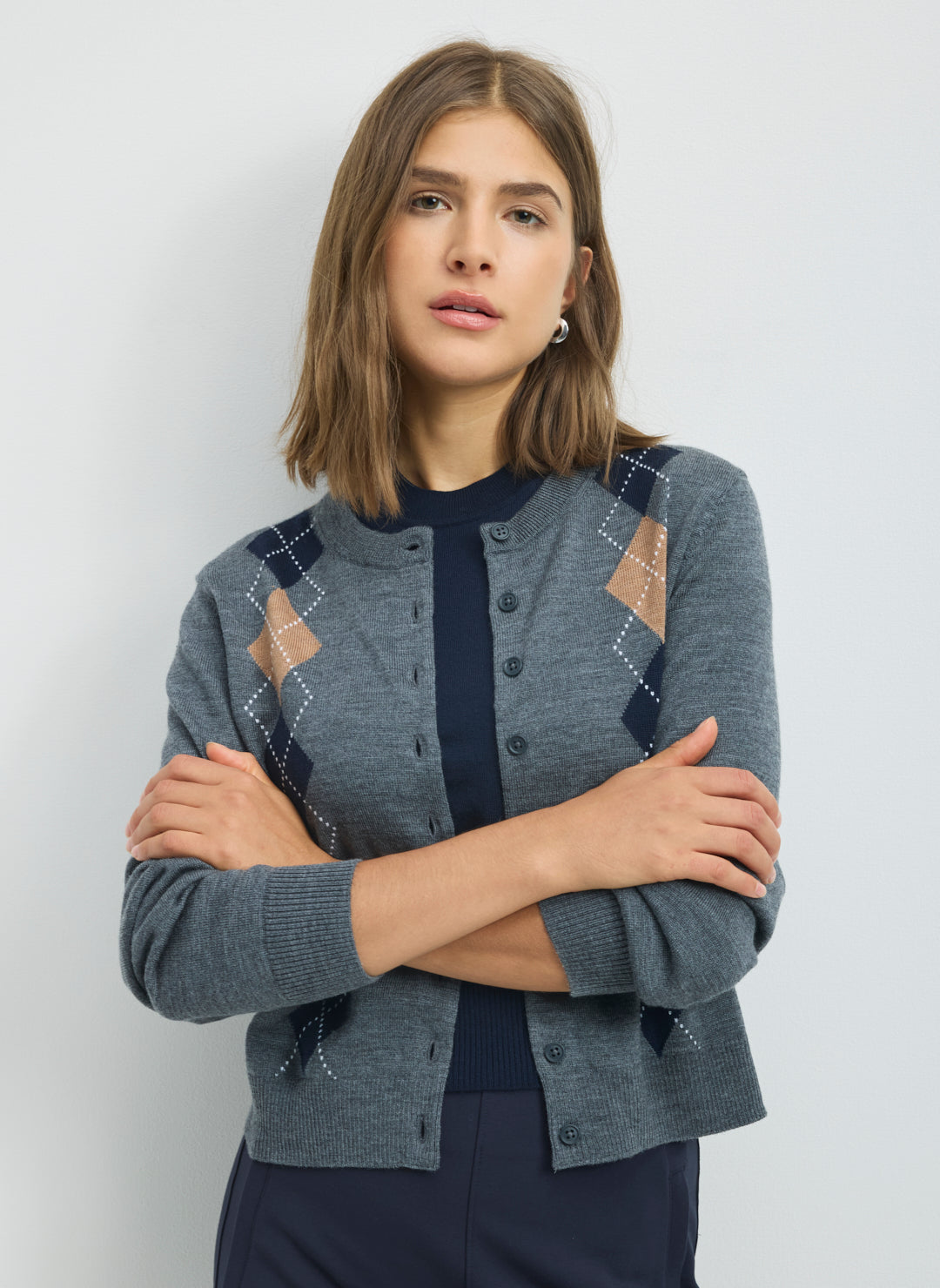 Effortless Merino Classic Argyle Cardigan