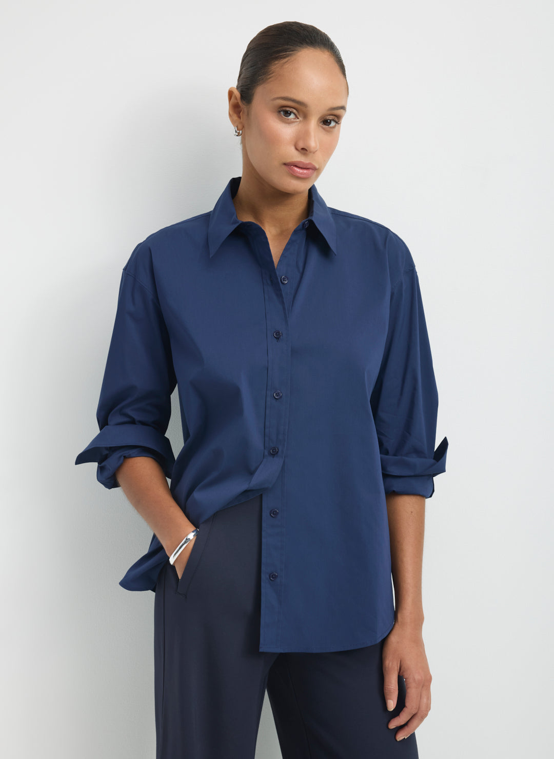 Celina Cooling Cotton Oversized Button Down