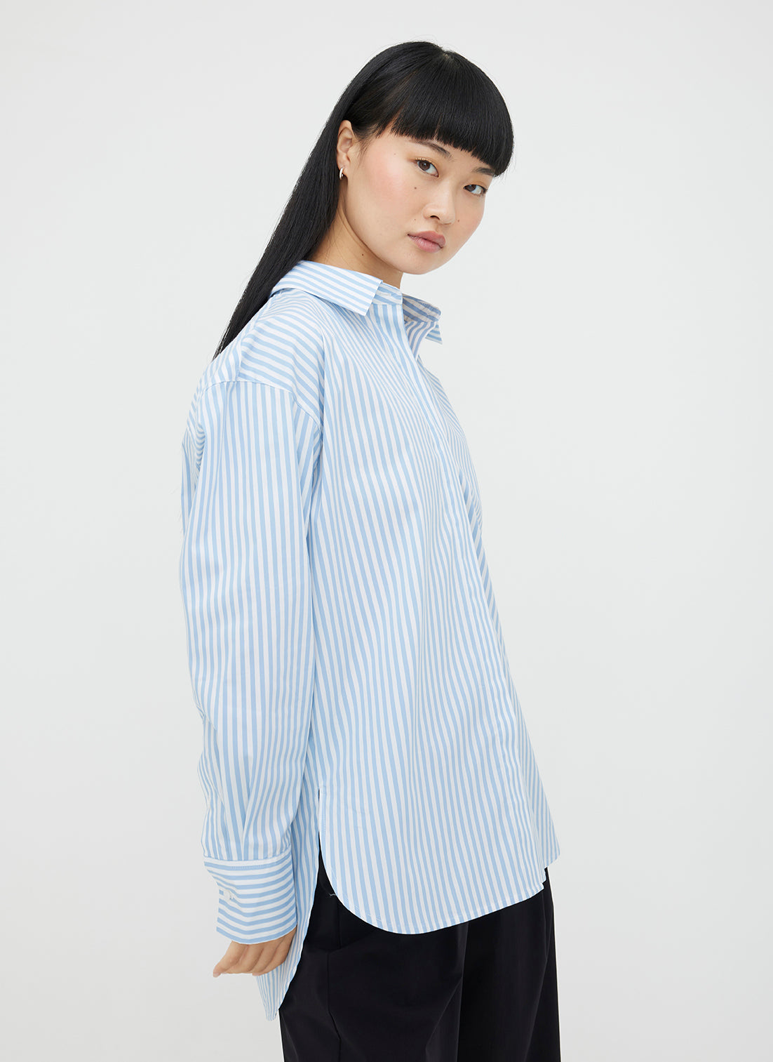 Marbella Boyfriend Shirt ?? | S || Bright White/Cool Blue Stripe