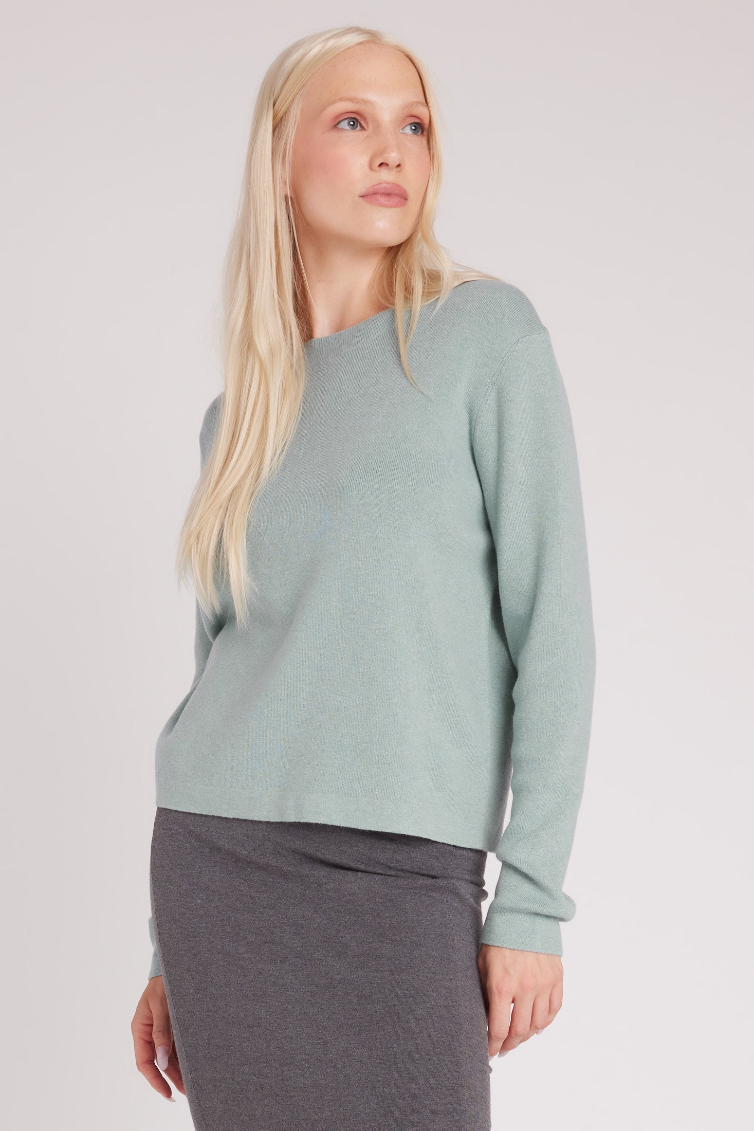Merino Crewneck Sweater ?? Model:: Cori | S ||Arctic Blue