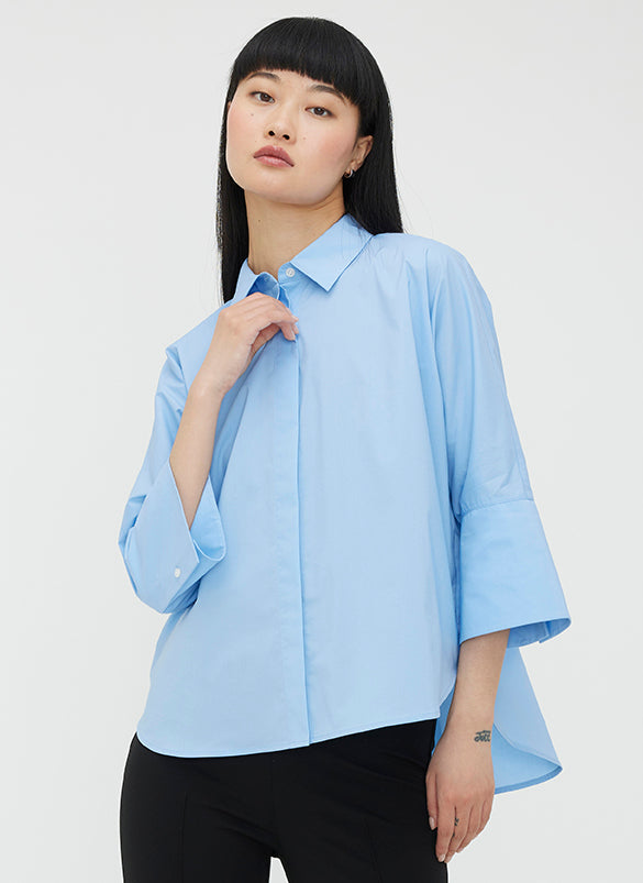 Marbella Wide Cuff Shirt ?? | S || Cool Blue