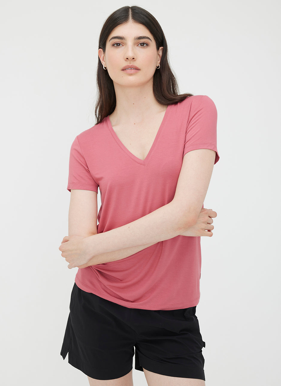 Charlotte V-Neck T-Shirt ?? | S || Raspberry
