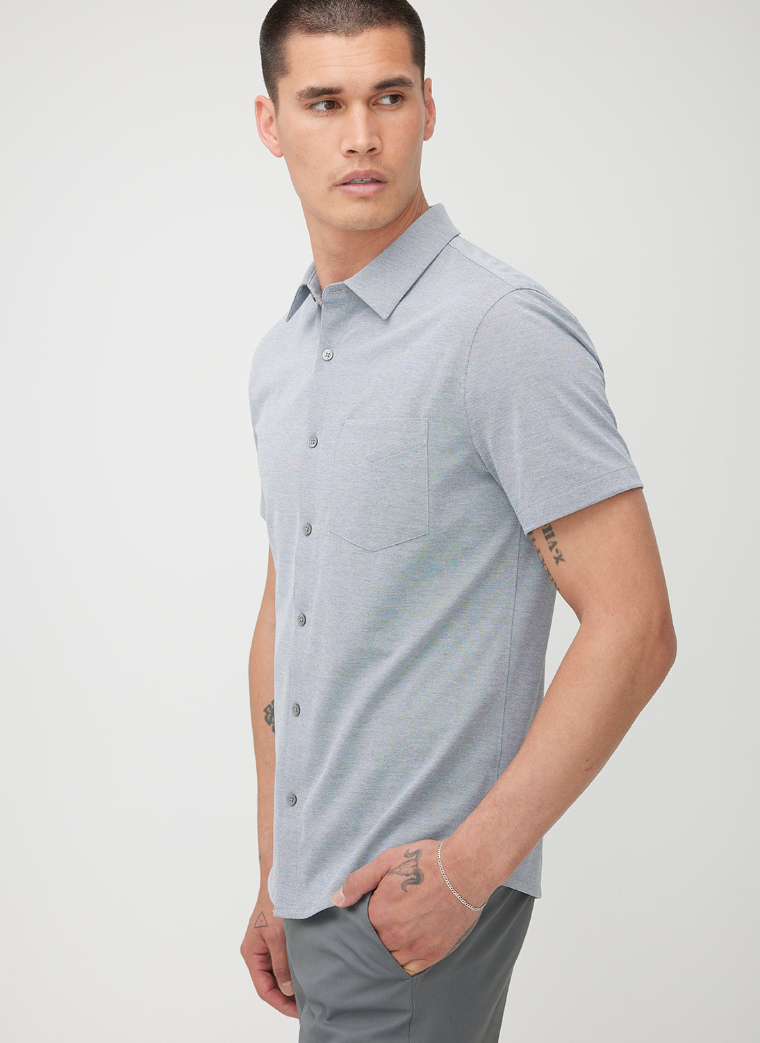 Bottega Veneta: Chemise grise à boutons | France Bottega Veneta: Chemise grise à boutons | France