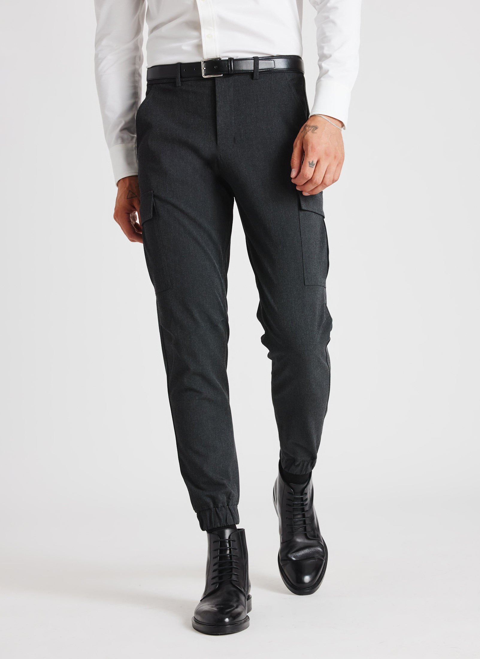 Recycled Suiting Cargo Pants ?? Model:: Adryan | 32 || Heather Charcoal