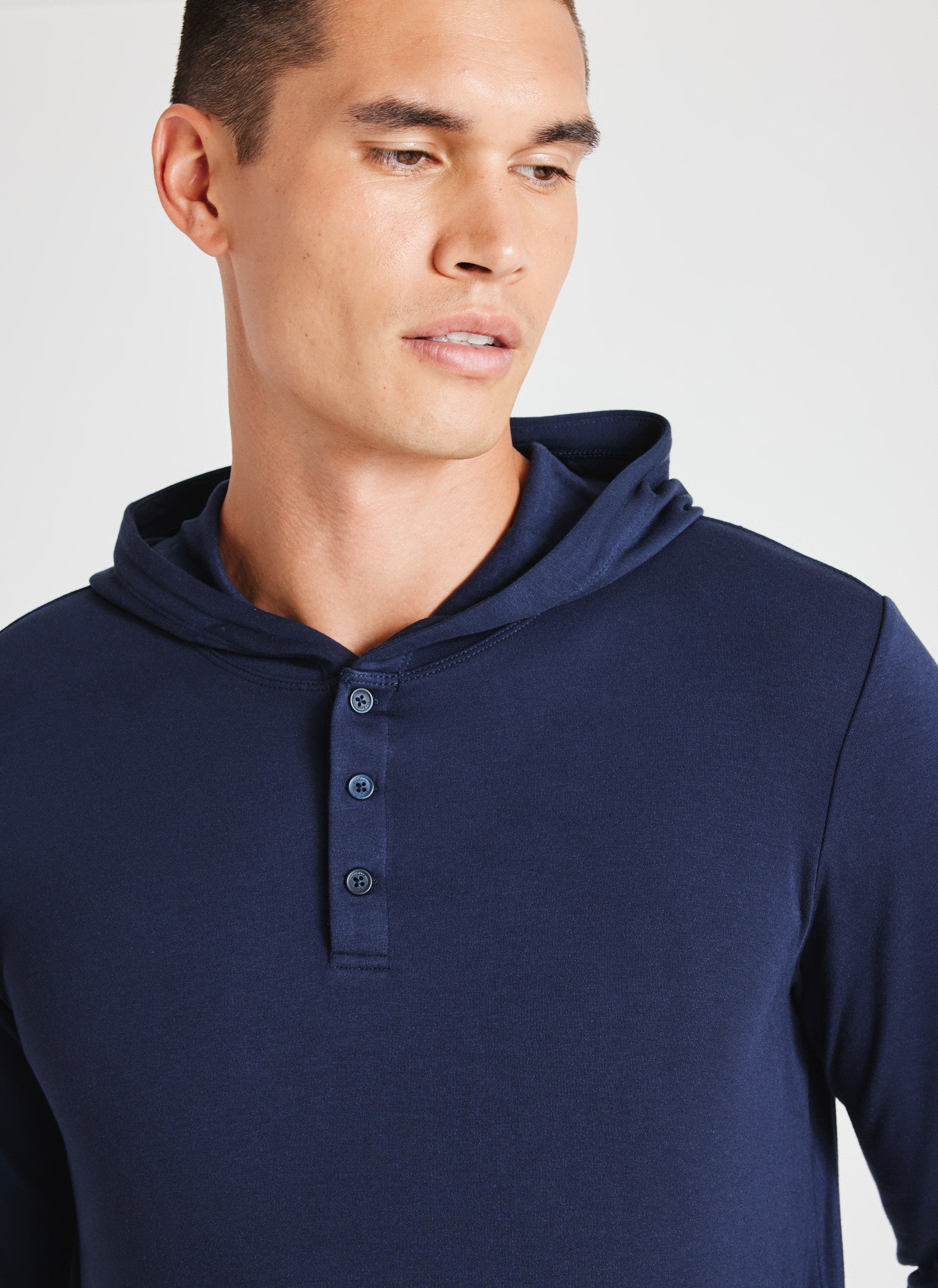 Products Brushed Long Sleeve Hooded Henley