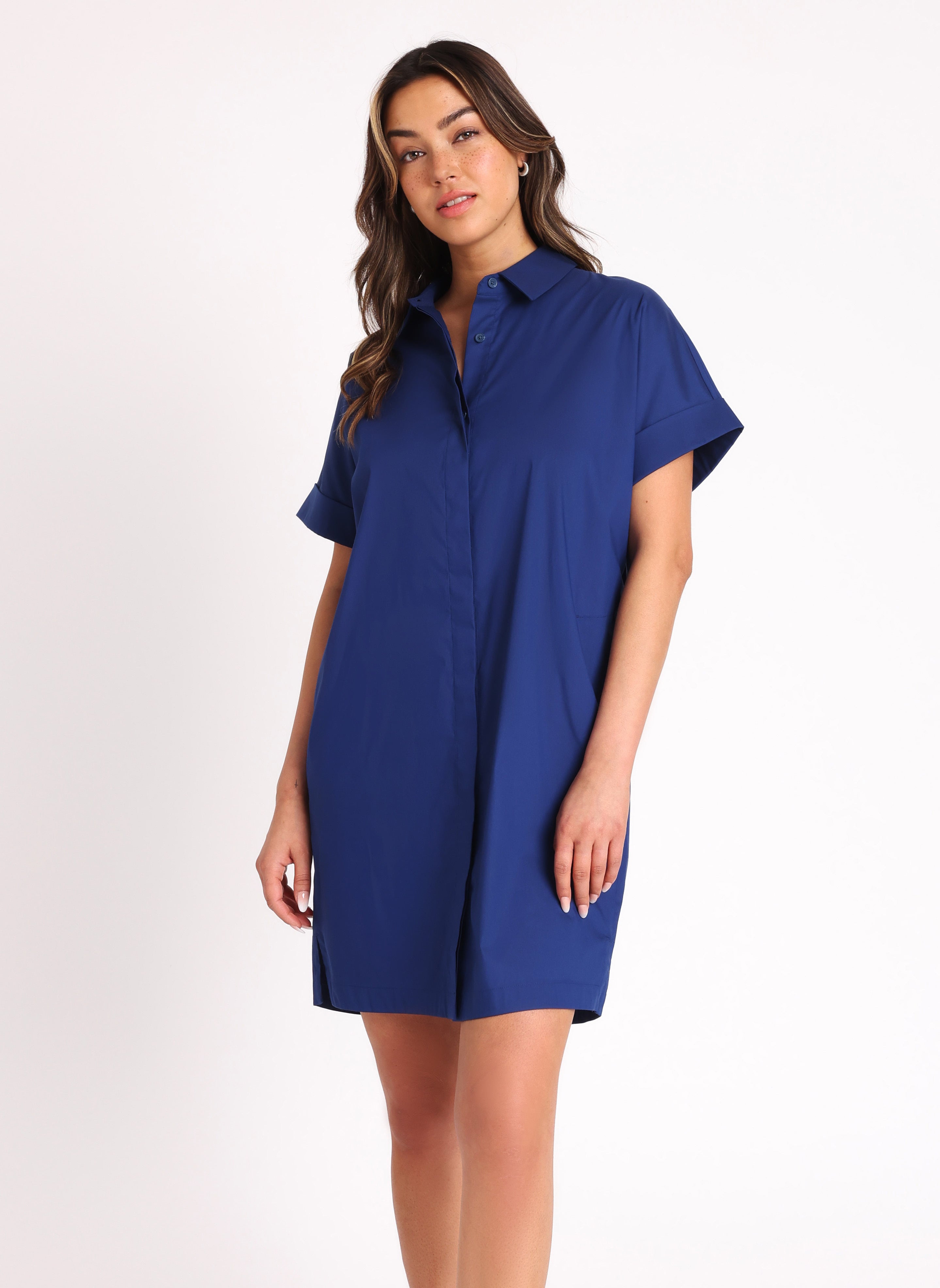 Keep It Cool Shirt Dress ?? Model:: Sarah | 6 || Deep Blue