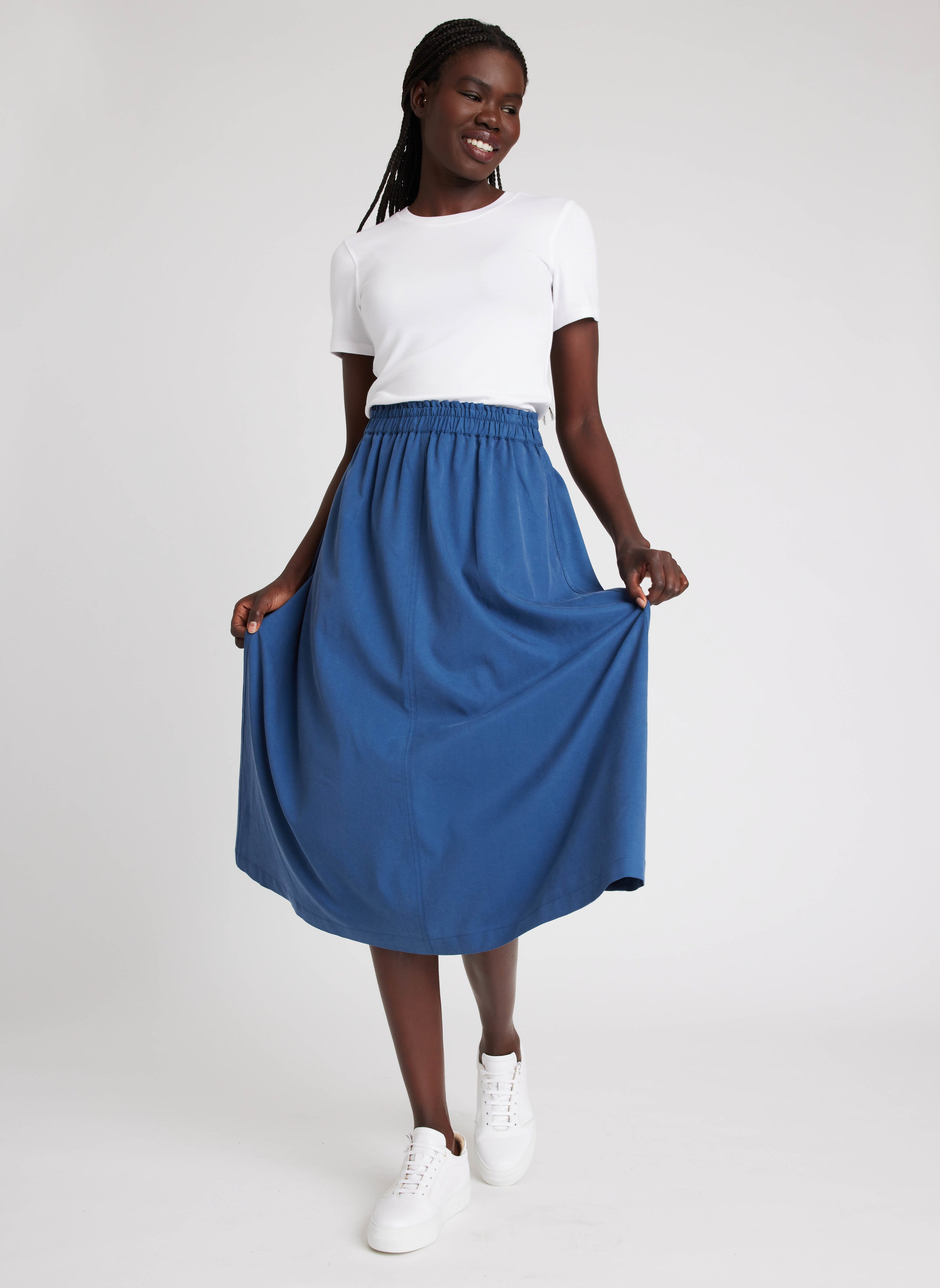 Sisyphi - High Waist Pleated Midi A-Line Skirt | YesStyle