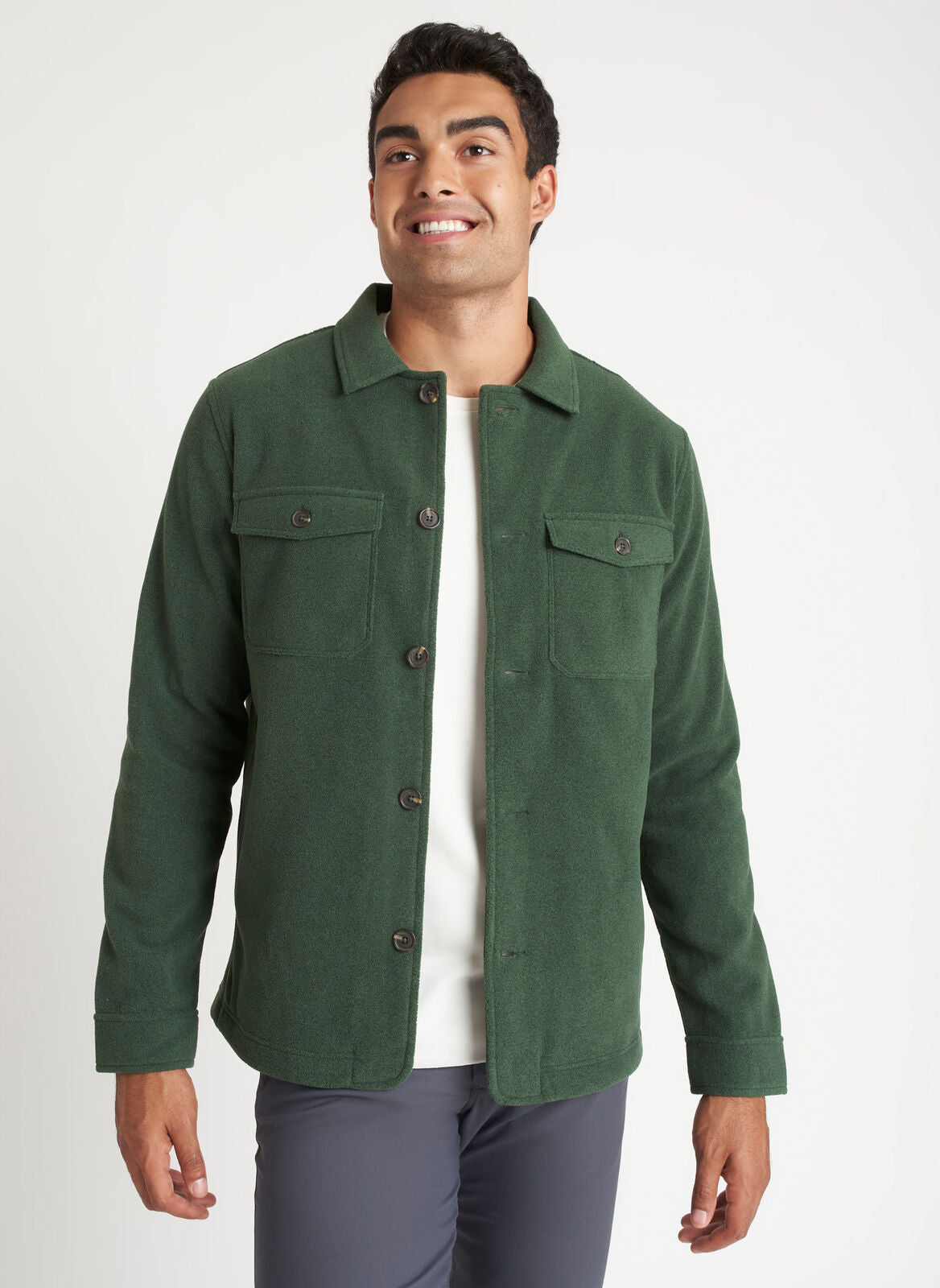Water Resistant Fleece Shirt Jacket ?? Model:: Mitch | M || Heather Forest